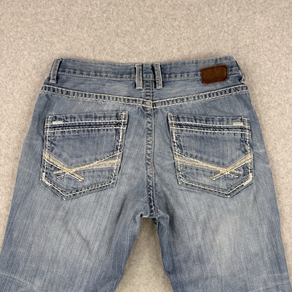 BKE Jeans Mens 34x31 Light Wash Jake Straight Leg Denim Western Whiskering - Picture 5 of 14